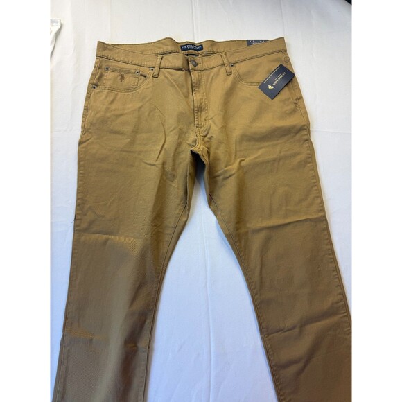 U.S. Polo Assn NEW Chino Pants Men's 42X30 Brown Slim Fit Casual Khaki Workwear - Picture 1 of 8